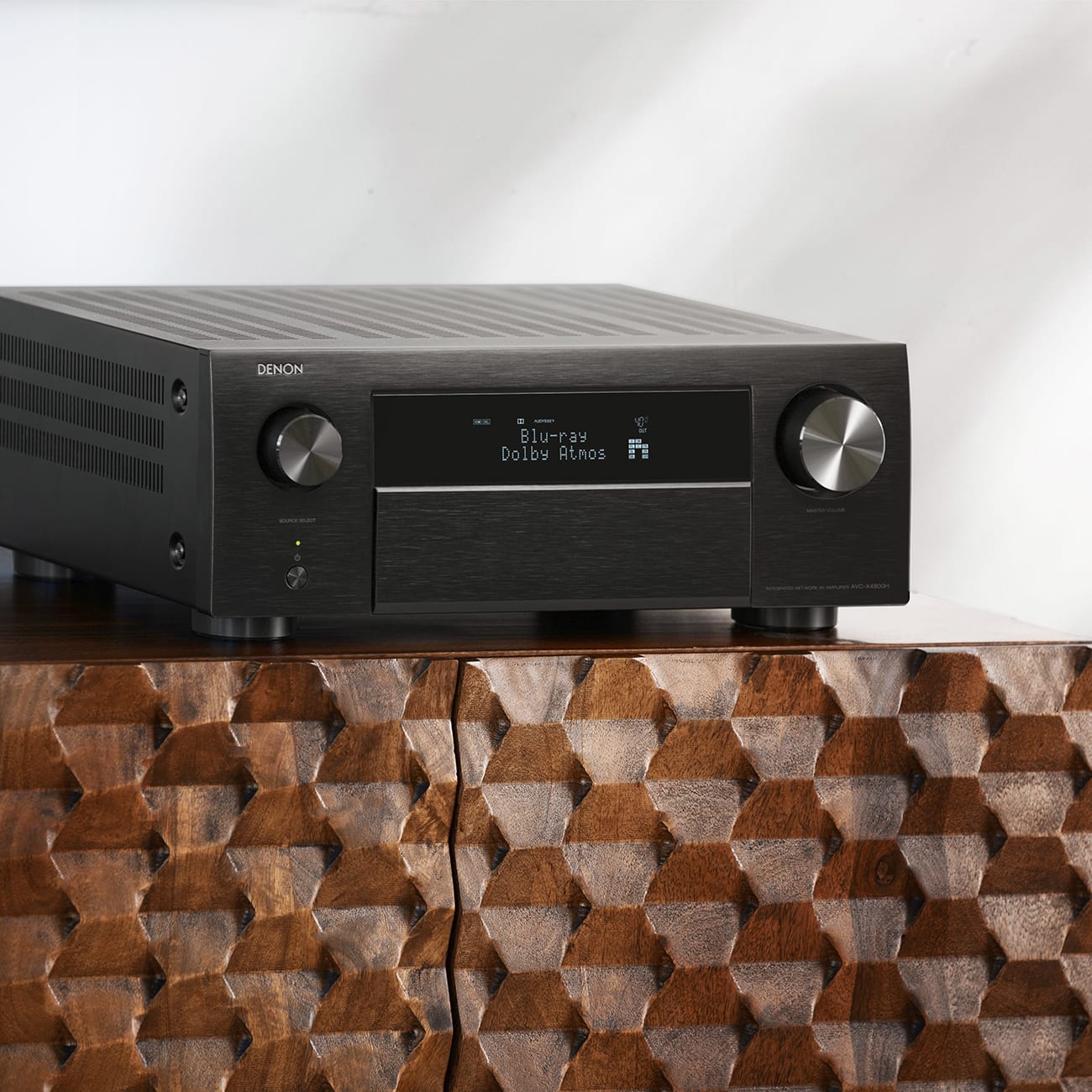 Denon AV receiver in a home listening space