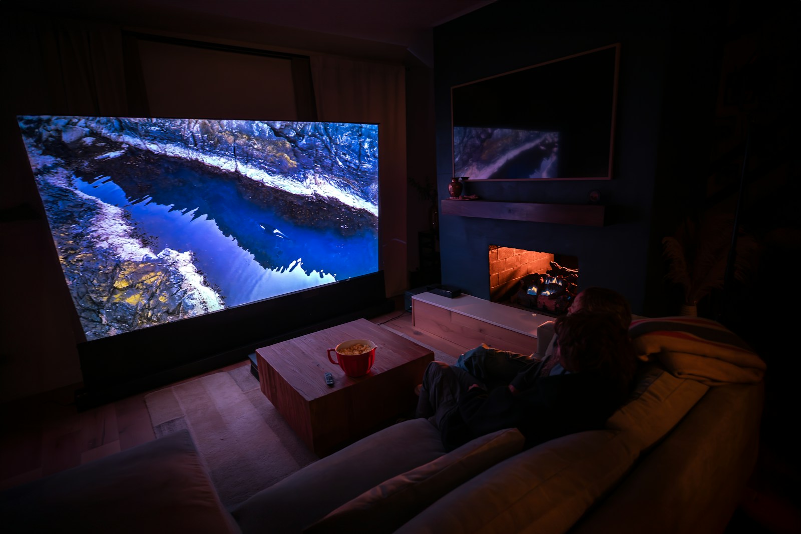 Dedicated private cinema with video projector